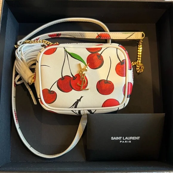 Saint Laurent baby lou cherry print leather micro crossbody bag - Picture 5 of 13